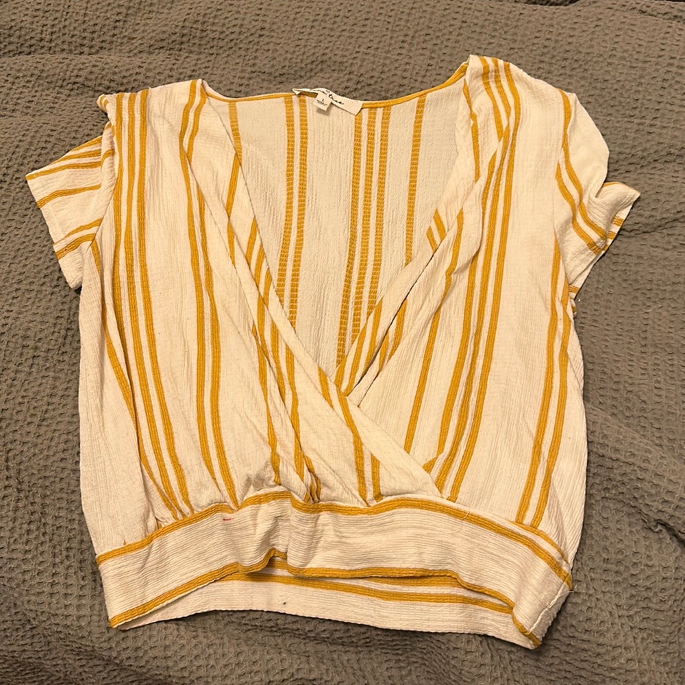 Cropped Yellow Striped Shirt